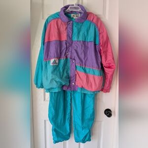 Vintage Casual Isle Women's 90s Tracksuit Colorblock Retro Windbreaker